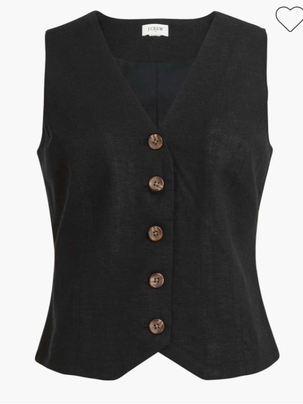 J Crew vest size 6 black linen blend